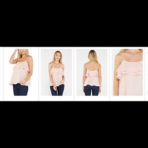 Chiffon double ruffle spaghetti strap top